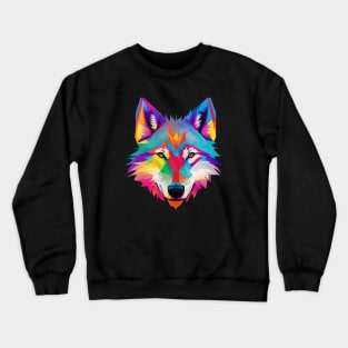 Colorful Wolf Head Crewneck Sweatshirt